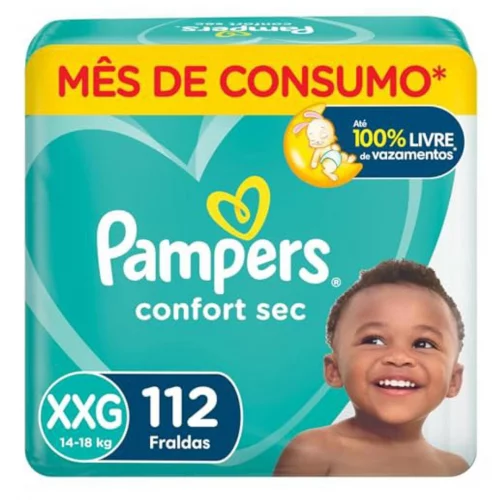 Fraldas Pampers Confort Sec XXG 112 Unidades, Pampers