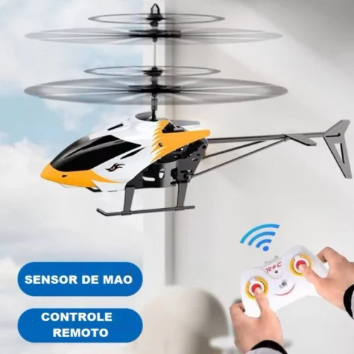 🛍️Helicóptero Com Controle Remoto e Sensor de Mão USB Recarregável