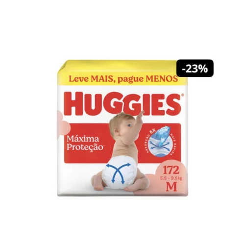 Huggies Fralda Descartável Máxima Proteção M - 172 Un