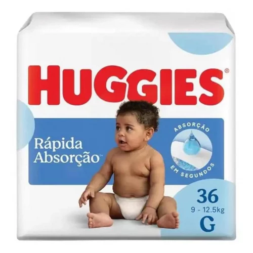 Huggies Fralda Descartável Rápida Absorção G - 36 Un  embalagem pode variar