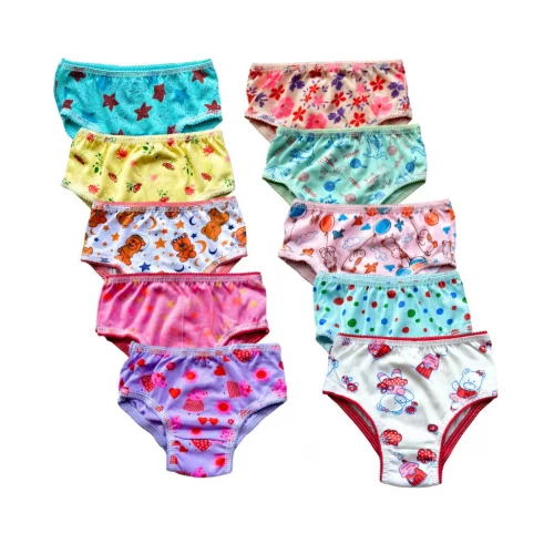 Kit 10 Calcinha Infantil - 5 Calcinha infantil menina algodão - Calcinha de algodão feminina Criança