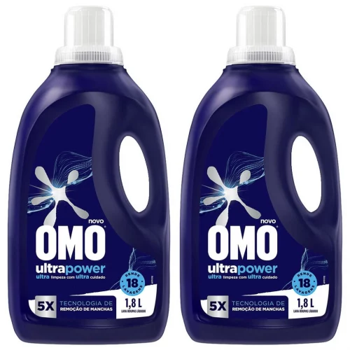 🛍️Kit 2 Lava-Roupas Líquido Omo Ultra Power 1,8l