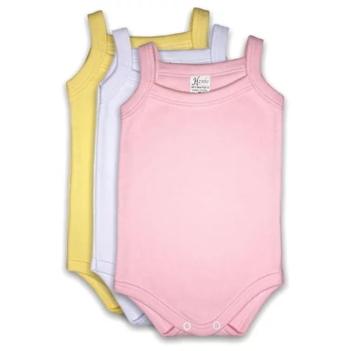 KIT 3 Body Alcinha Bebê Menina Sem Manga Suedine 100% Algodão Verão sem Alça Liso de 0 a 9 meses