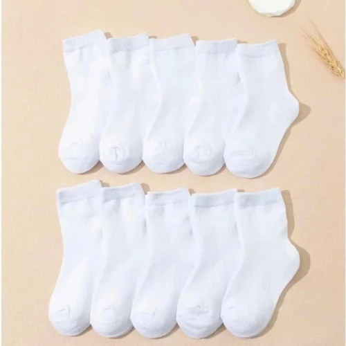Kit 6 ou 12 Pares Meia Infantil - Branco / Preto