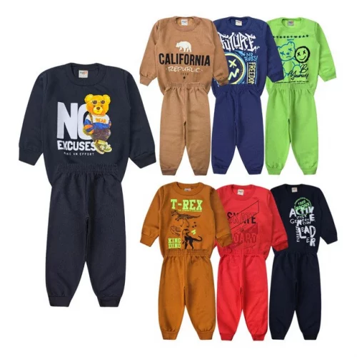 > Kit 6 Peças Moletom Menino Infantil Inverno Atacado Barato