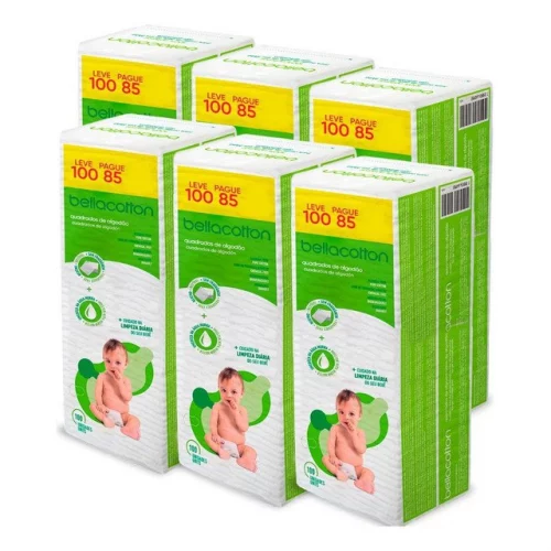 🛍️Kit 6 Quadrados De Algodão Bellacotton Para Bebê - 600 Unids 🛍️Kit 6 Quadrados De Algodão Bellacotton Para Bebê - 600 Unids