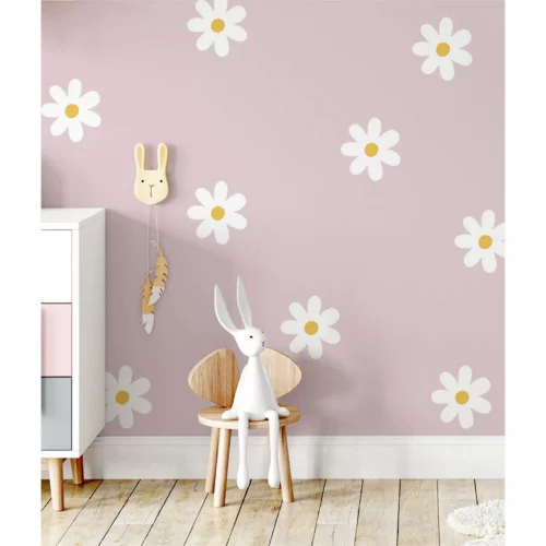 🛍️Kit Adesivo de Parede Margaridas - Papel de Parede Infantil Quarto de Menina - Decoração Margarida