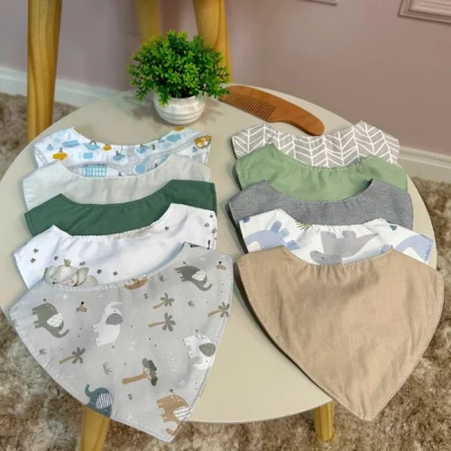 Kit Babador Bandana de Bebê 100% Algodão