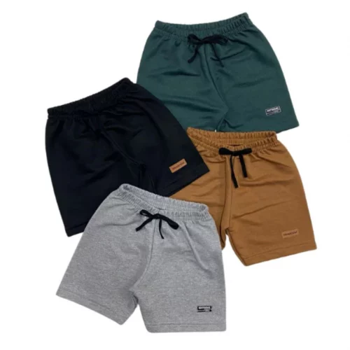 Kit C/ 4 Bermudas Para Menino - Moletinho de Algodão - Kit Sortido Com 4 Cores Diferentes - Tam: 1 a 14 anos