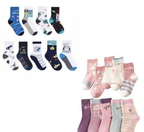 Kit com 6 a 18 Pares Meias Infantil - 0 A 10 Anos