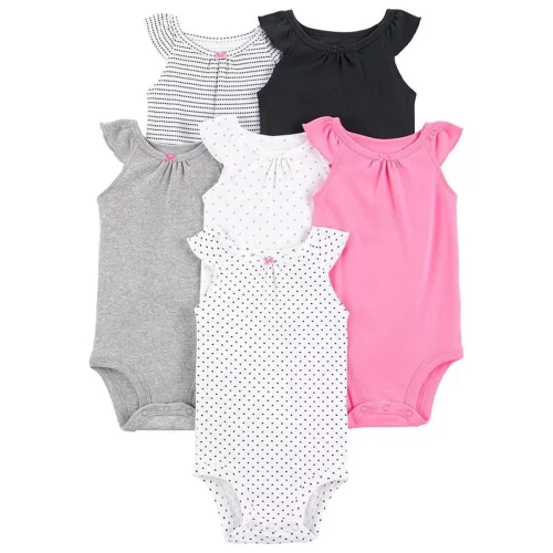 Kit com 6 Bodies de Manga Curta Simple Joys by Carter's, Meninas - Tam PREM