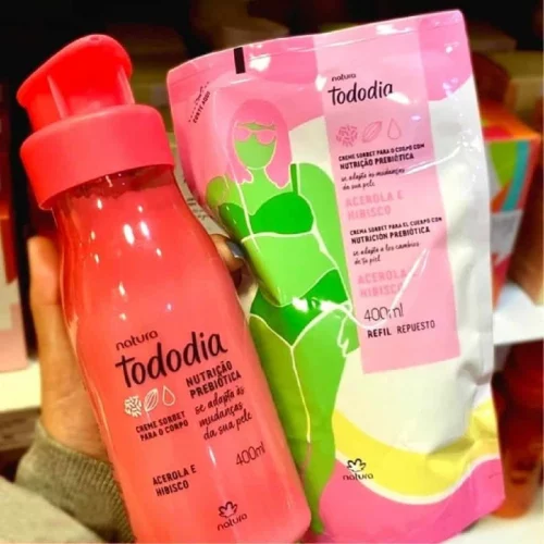 Kit Creme Sorbet Desodorante Nutritivo para o Corpo Tododia Acerola e Hibisco com Refil