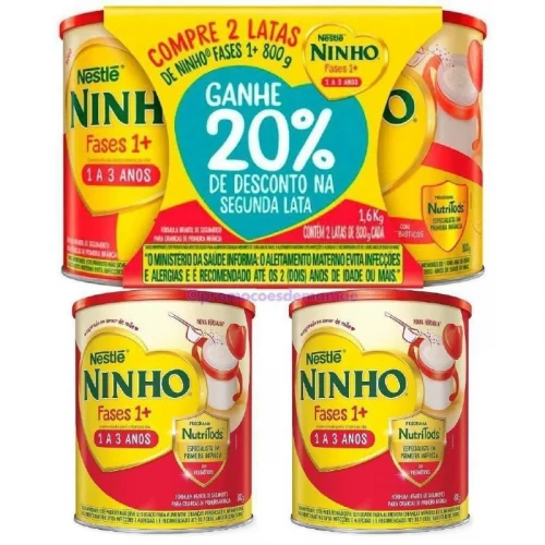 Kit Fórmula Infantil 2x Ninho Fases 1+ 800g Kit Fórmula Infantil 2x Ninho Fases 1+ 800g