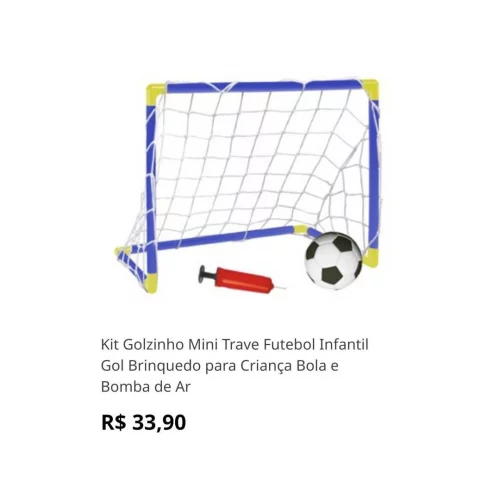 Kit Golzinho Mini Trave Futebol Infantil Gol Brinquedo para Criança Bola e Bomba de Ar