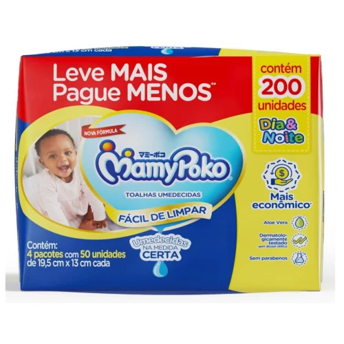 Lenço Mamypoko Com 200 Toque Suave (4 pacotes de 50 uni. cada) Lenço Mamypoko Com 200 Toque Suave (4 pacotes de 50 uni. cada)
