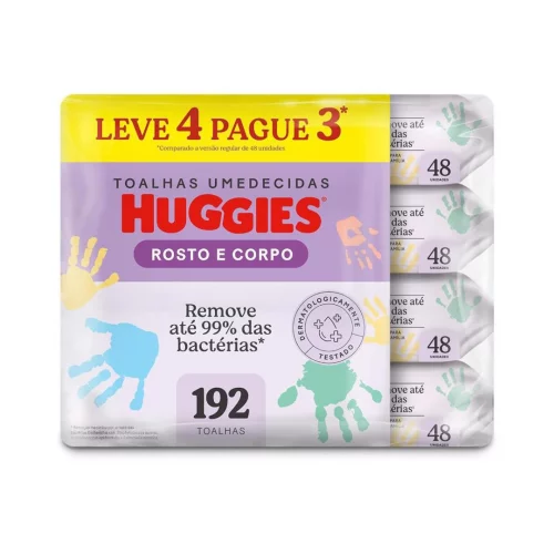 Lenço Umedecido Huggies 192 unidades (4 pacotes com 48 unidades cada)