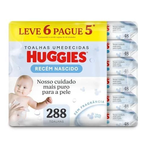 Lenço Umedecido Huggies Pure Care L6P5 - 288 Lenços, Huggies, Amarelo, Pacote de 288