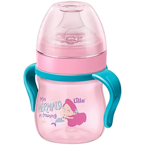 🛍️Lillo Caneca Aprendizado C/ Alça Evolution Bebedor SIL 150 ml - Menina, Lillo, Rosa/Verde