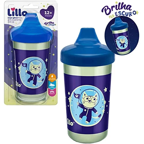 Lillo Copo Antivazamento Max Brilha No Escuro 320Ml - Azul