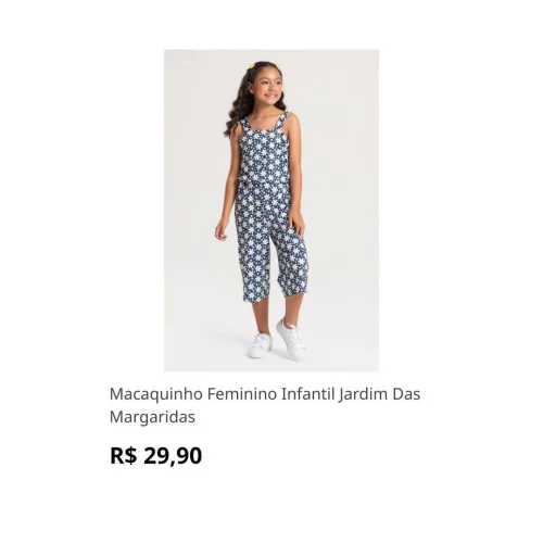Macaquinho Feminino Infantil Jardim Das Margaridas
