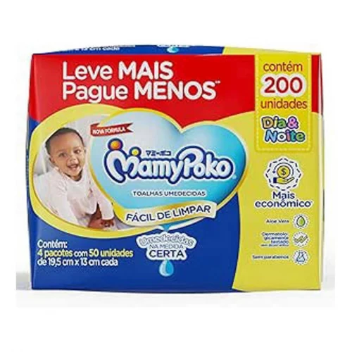 MamyPoko Lenços Umedecidos Dia&Noite 200 Unidades