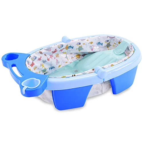 MaxiBaby Banheira de Bebê Inflável e Portátil AirPlus, Dobrável, capacidade 36 litros, Base Antiderrapante e Bandeja Removível (Até 18kgs), Azul