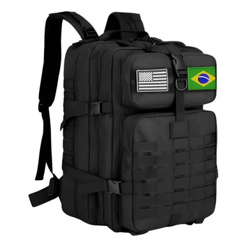 > Mochila Tática Camping Militar 50 Litros Resistente A Água Cor Preto