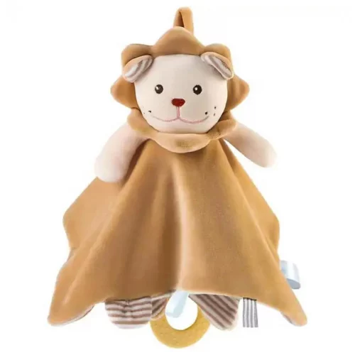Naninha - Manta de Bebê com Leãozinho e Chocalho  Toalha Calmante Super Macia 100% Algodão  Kit Presente 0-12 Meses  Brinquedo Sensorial com Mordedor e Sons