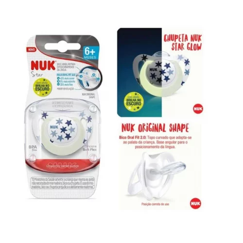 NUK Chupeta Star Glow Boy Silicone S2