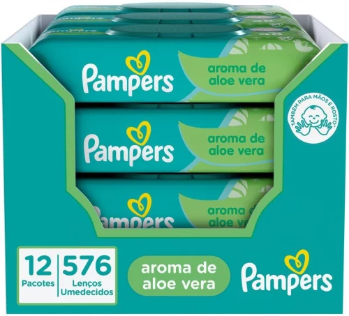 Pampers Lenços Umedecidos Aroma de Aloe Vera 576 Unidades