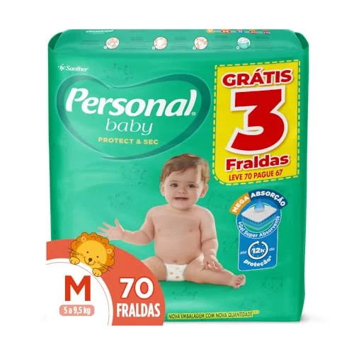 🛍️Personal Fralda Protect E Sec M Hiper, 70 Unidades