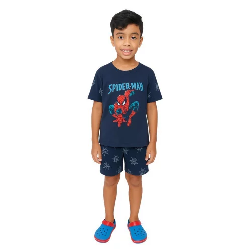 Pijama Infantil Menino Curto de Manga Meia estação Estampado Roupa de Dormir Masculino