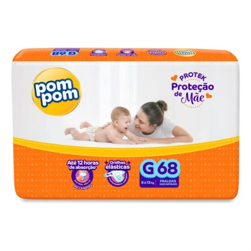 🛍️Pom Pom Proteção De Mãe Derma Protek 68 Unidades (g)