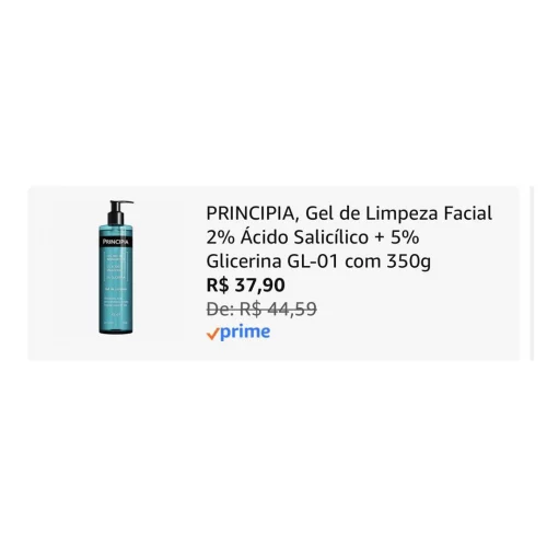 PRINCIPIA, Gel de Limpeza Facial 2% Ácido Salicílico + 5% Glicerina GL-01 com 350g