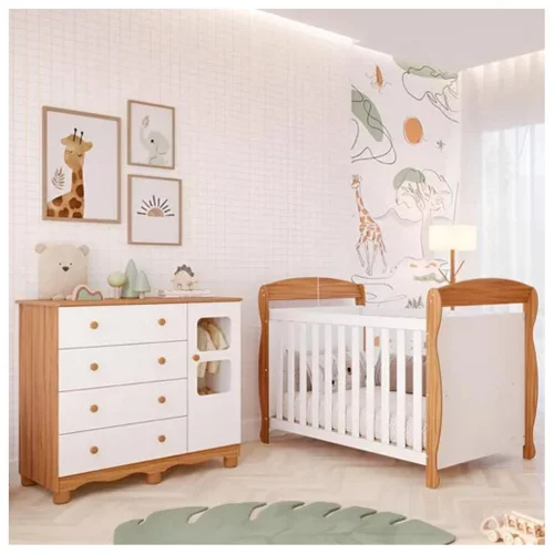 Quarto De Bebê Completo Berço Americano Marquesa Cômoda Uli