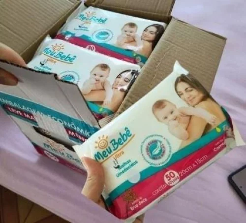 Toalha Umedecida Meu Bebê Ultra 500 unidades (10 pacotes com 50 unidades)