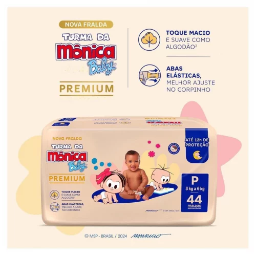 Turma da Mônica Baby Premium Econômica P 44 Unidades