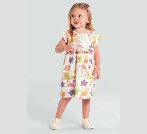 Vestido Peixinhos Brandili (Tam 1 ao 3)