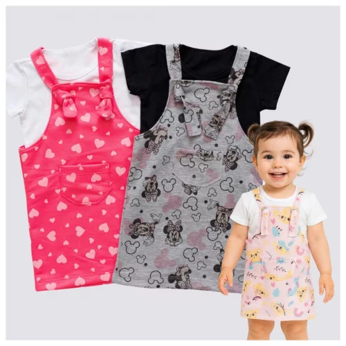 Vestido Romper Salopete de Bebê Menina Infantil