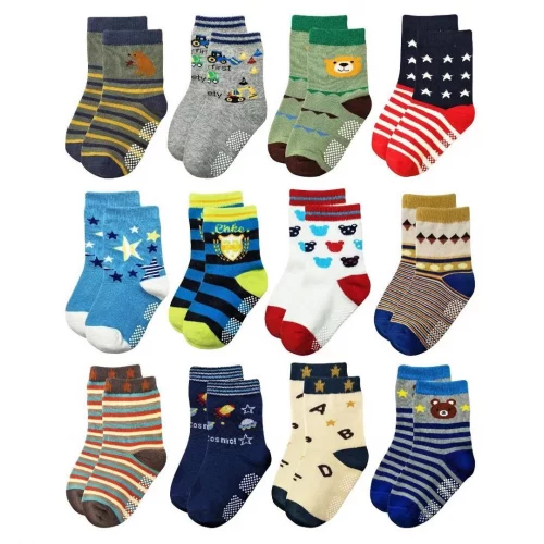 12 Pares de Meia Menino Antiderrapante