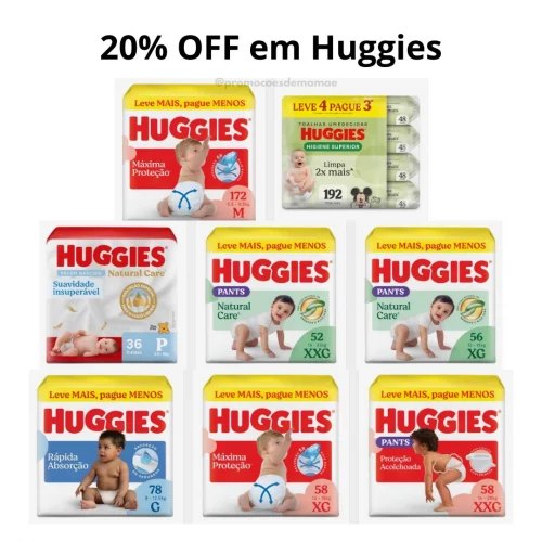 20% OFF em Huggies!