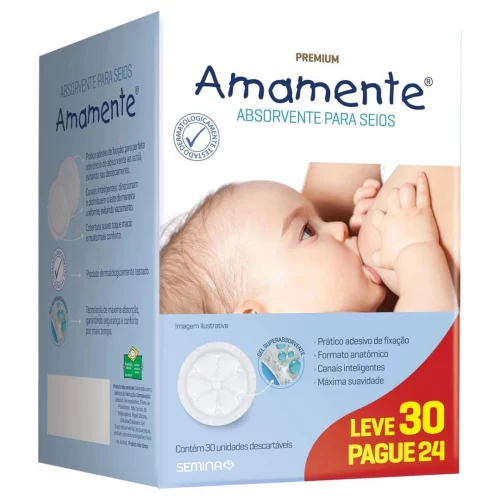 Absorvente para Seios Amamente com 30 unidades