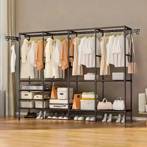 Arara Cabideiro Closet Roupas Sapateira Cabides Triplo - Preto