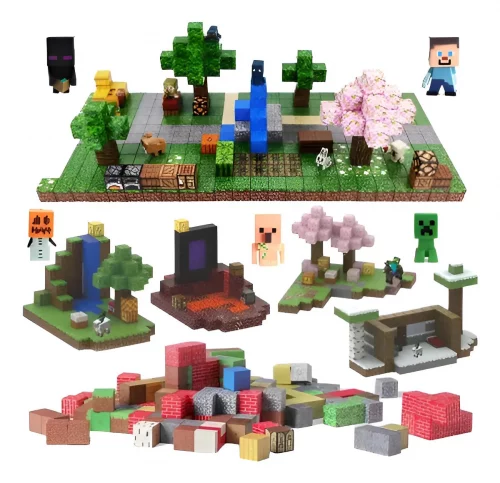 🟩  Blocos Magnéticos Minecraft 100 Peças + 4 Bonecos 100 Minecraft