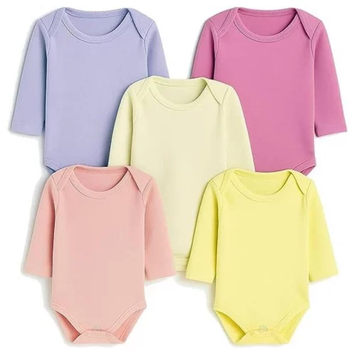 Body Bebê Kit 5 Peças Manga Longa Liso Feminino