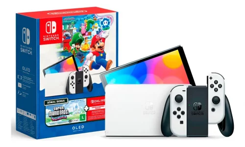 🔥 Bundle Nintendo Switch OLED + Super Mario Bros. Wonder + 3 Meses de Assinatura Nintendo Switch Online