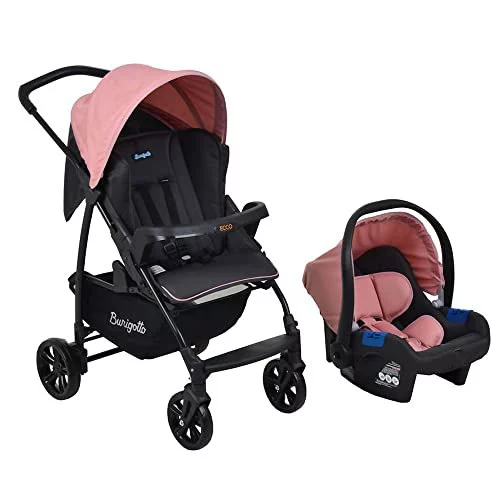 🛍️Burigotto Carrinho de Bebê com Bebê Conforto Ecco, Rosa