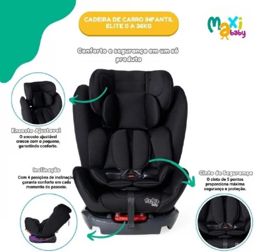 Cadeira de Carro Elite 4 em 1 - Maxi Baby - Preto Cadeira de Carro Elite 4 em 1 - Maxi Baby - Preto