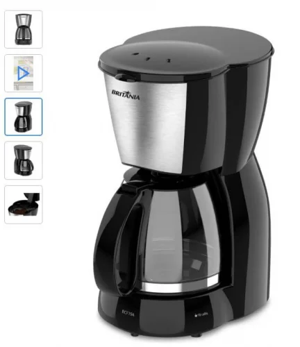 🔥 *Cafeteira Britânia 18 Cafezinhos BCF19A Jarra de Vidro 550W Preto*