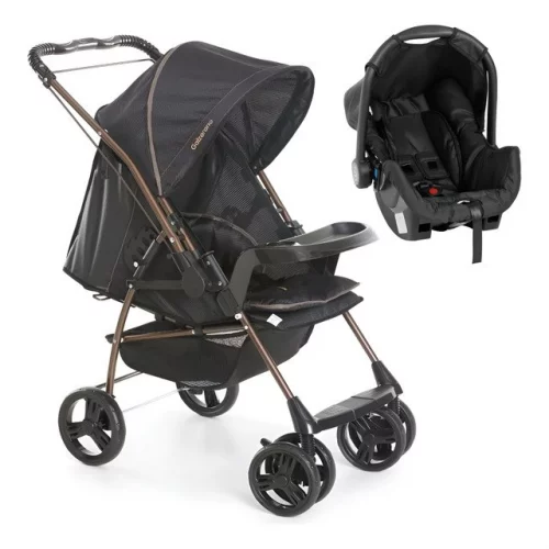 🛍️Carrinho De Bebê Passeio Alça Reversível Travel System Milano Preto Galzerano